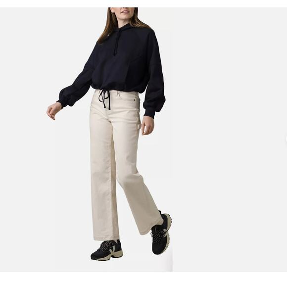 NEW prAna Sweatshirt Hoodie Women Ziller Wool Blend Cropped Navy Blue Size Large - Picture 6 of 6